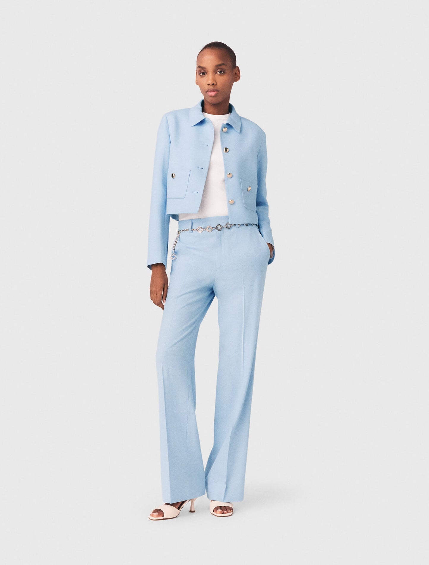 Short Single-Breasted Jacket Blue Sky