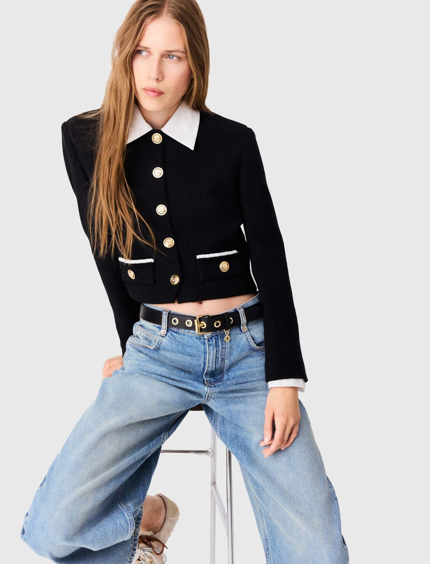 Short tweed jacket Black