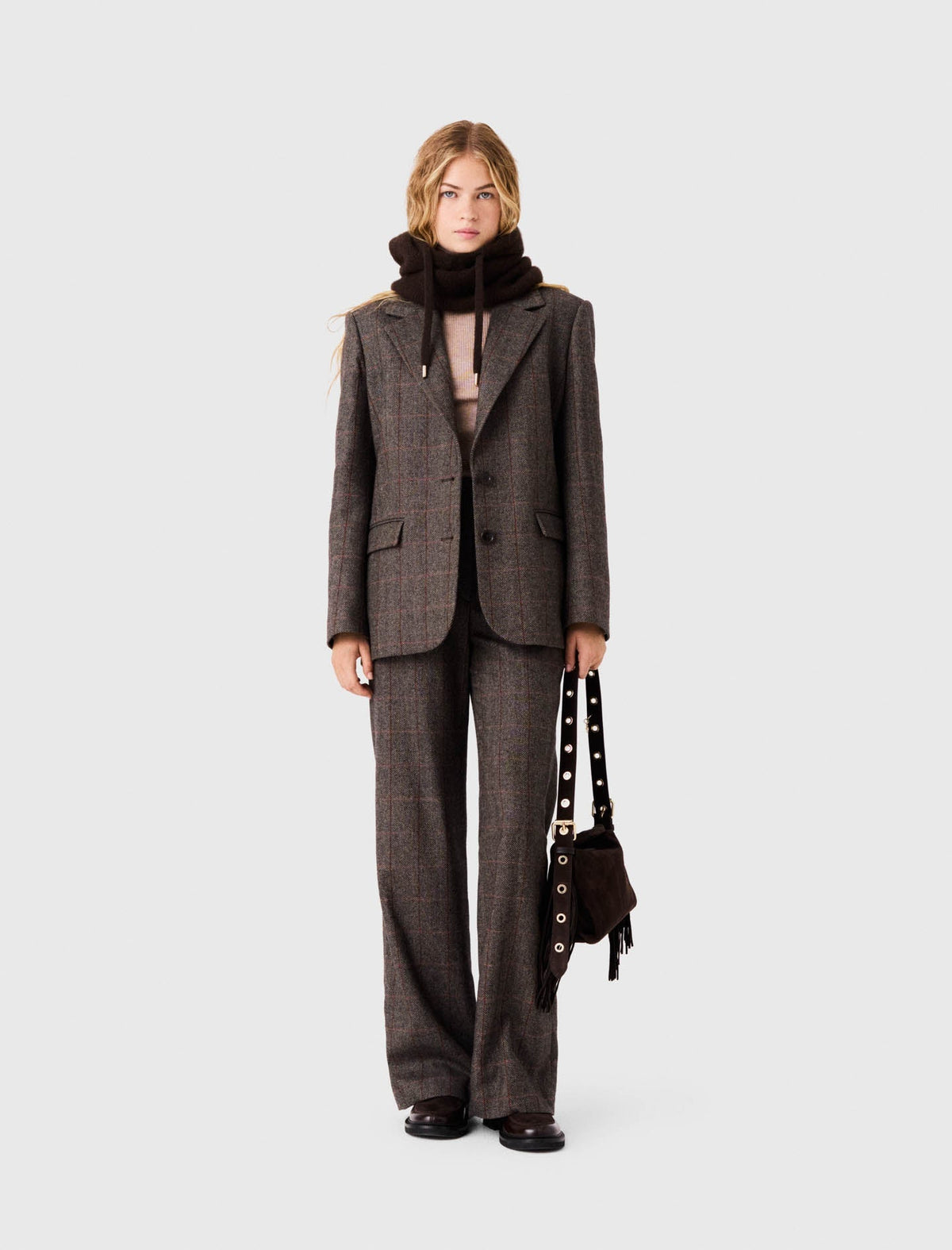 Belted Suit Jacket Brown