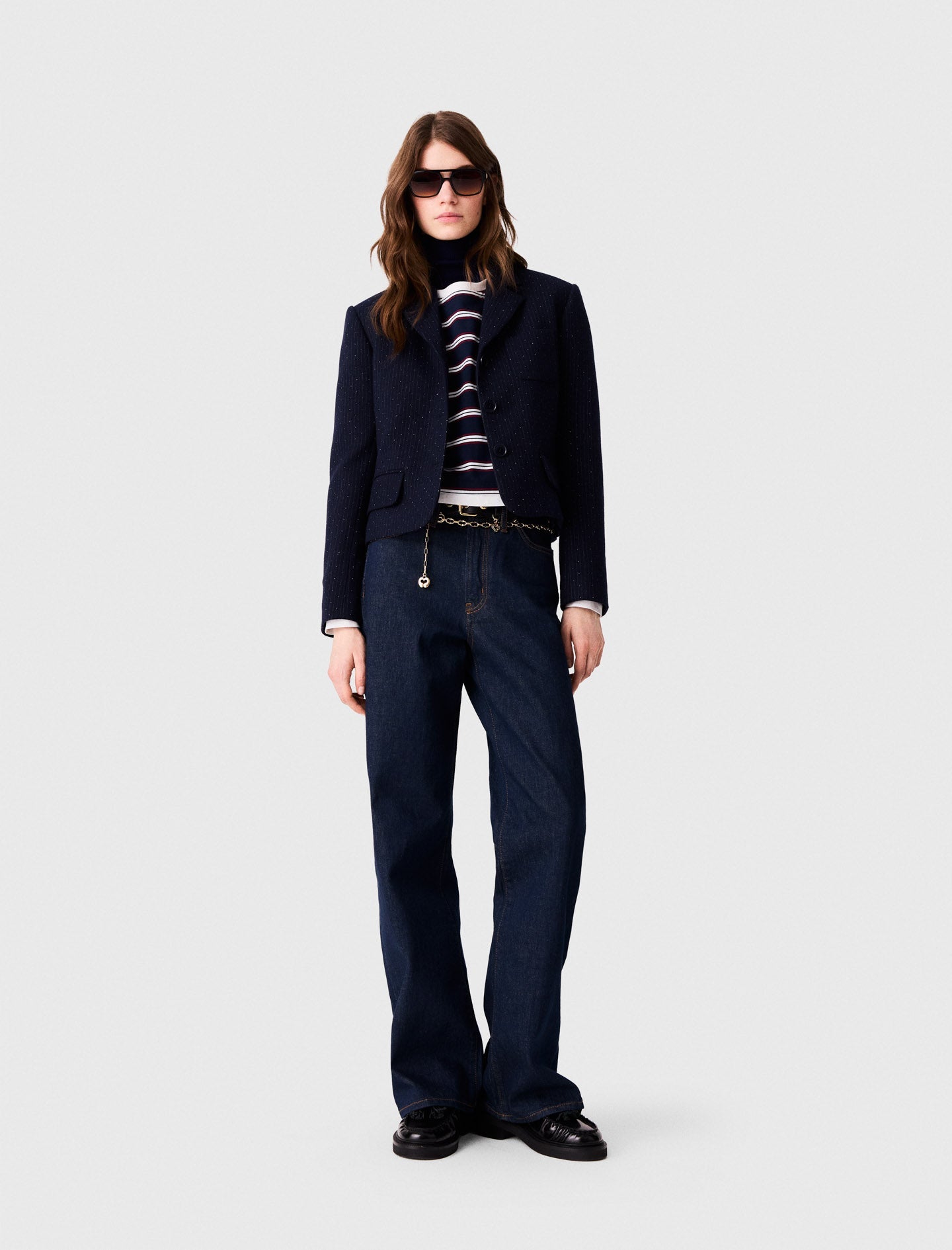 Cropped suit jacket Navy