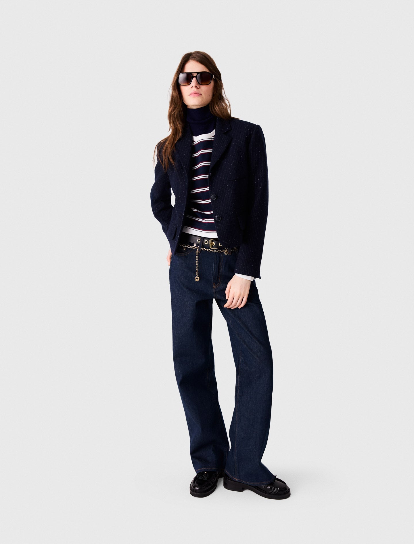Cropped suit jacket Navy