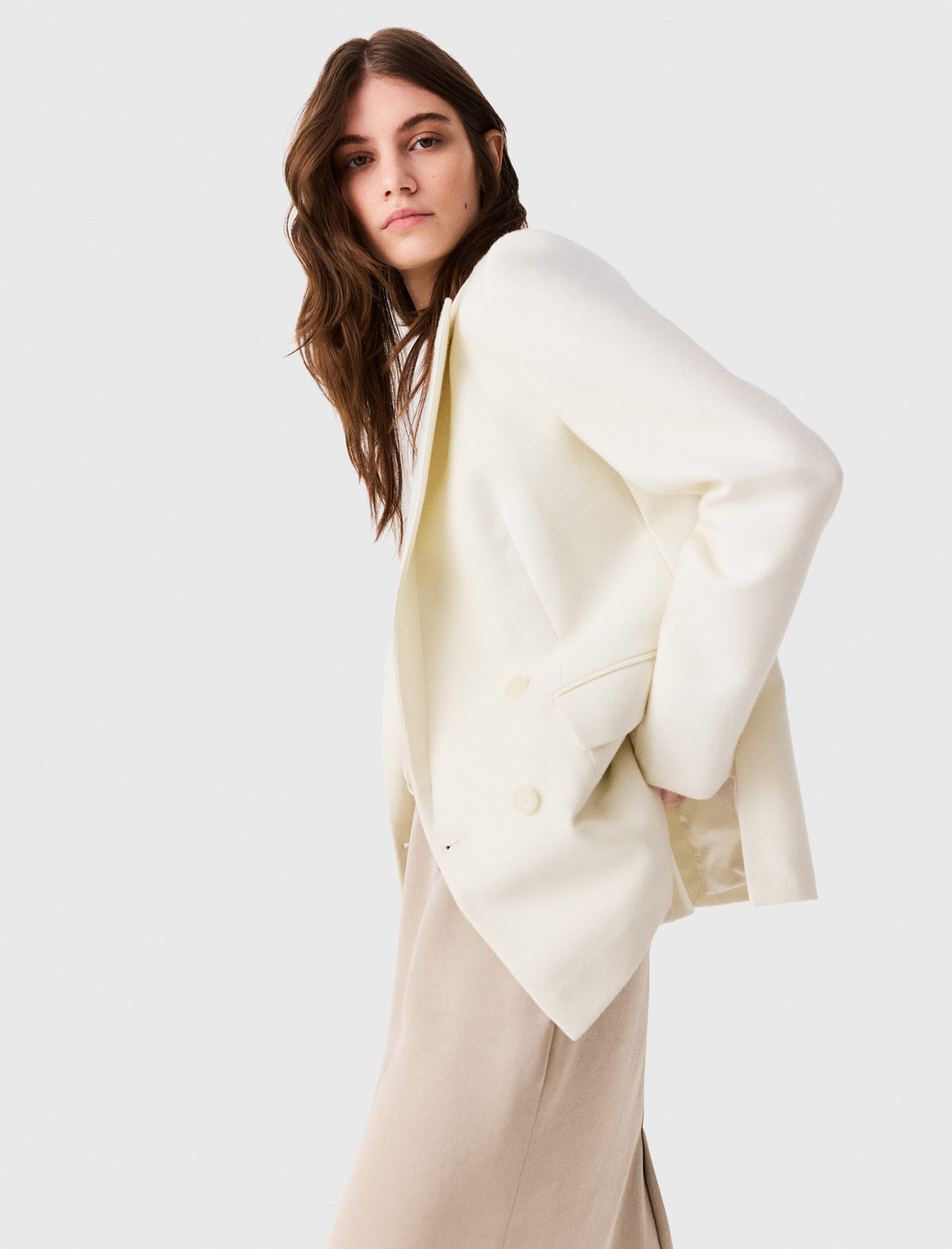 Double-breasted suit jacket Ecru