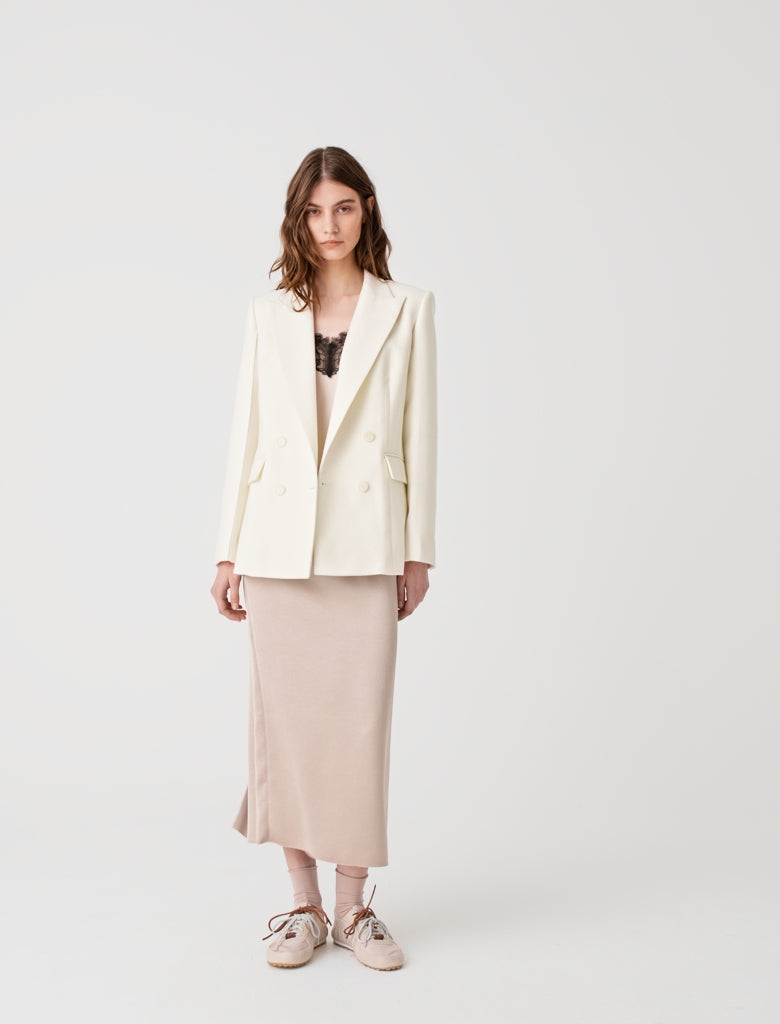Double-breasted suit jacket Ecru