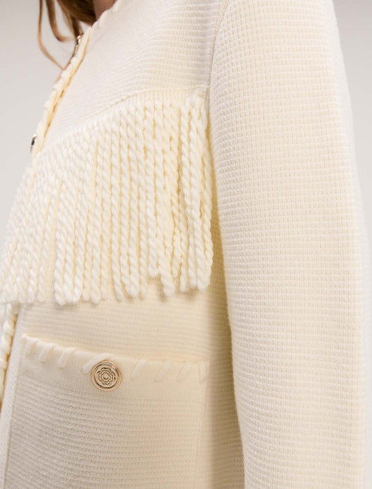 Ecru Rhinestone Detail Cardigan