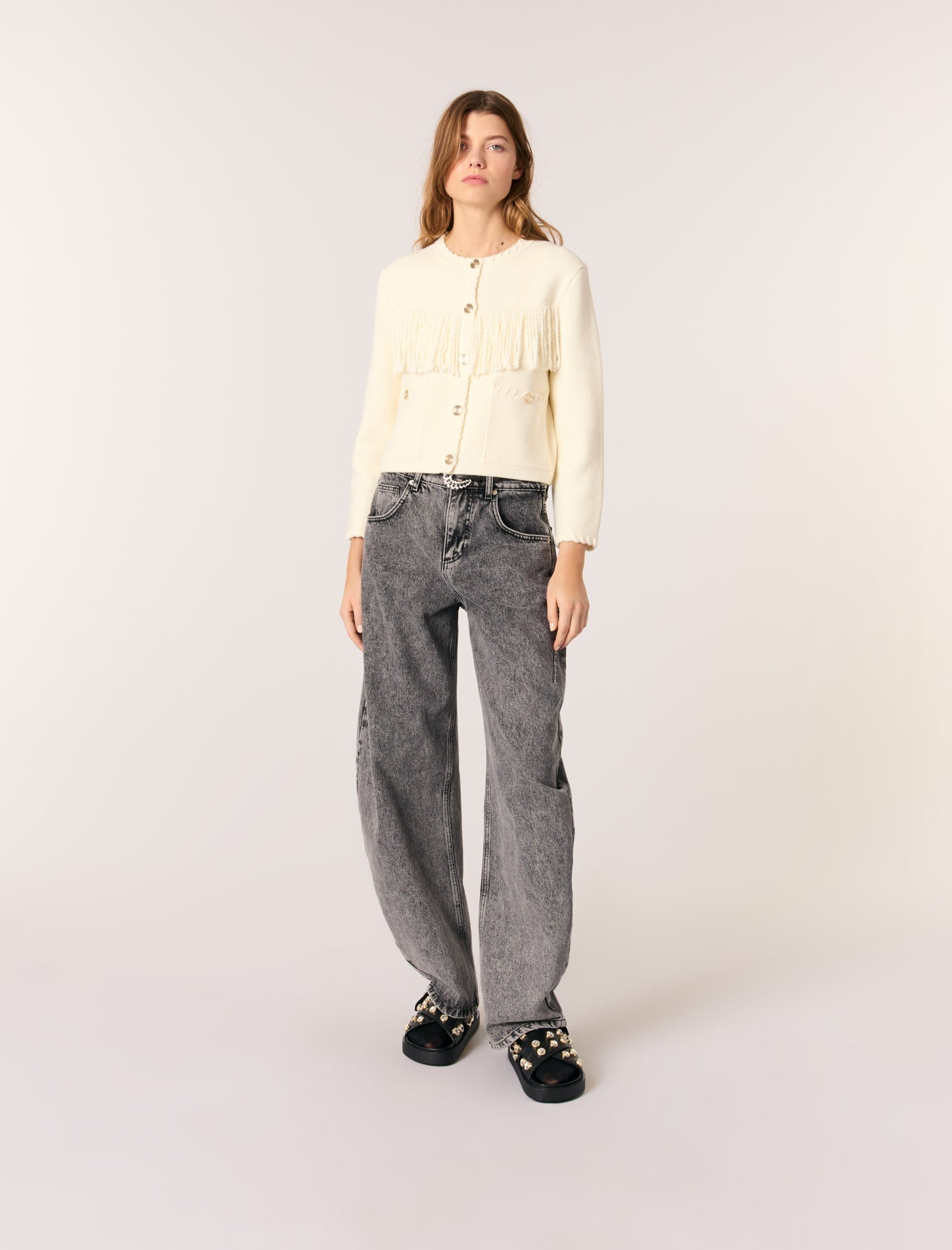 Ecru featured Rhinestone Detail Cardigan